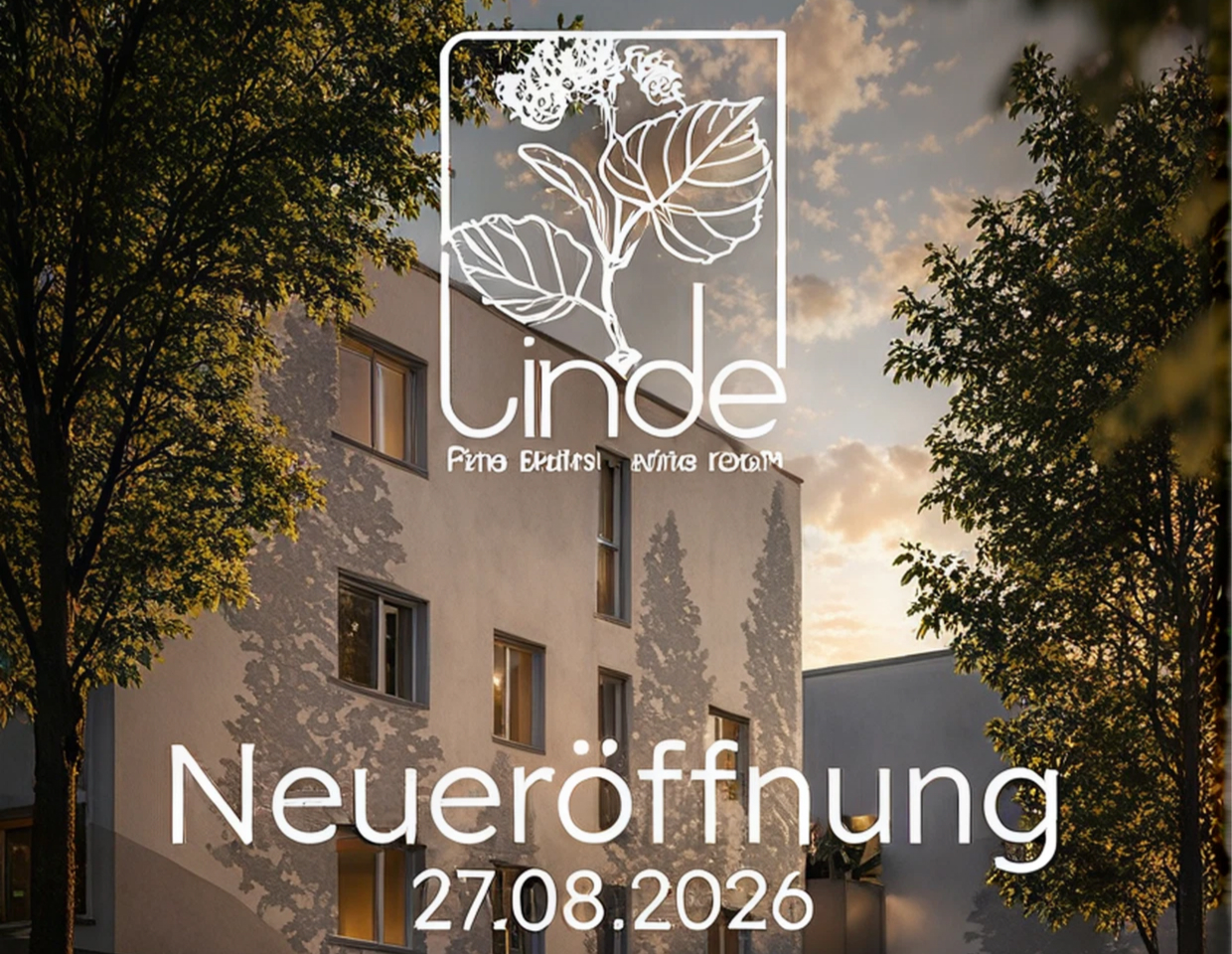 Ankündigung der Neueröffnung vor dem Gebäude des Lindenparks